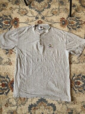 Vintage Columbus Blue Jackets Short Sleeve Henley Shirt NHL Iron Knights Large